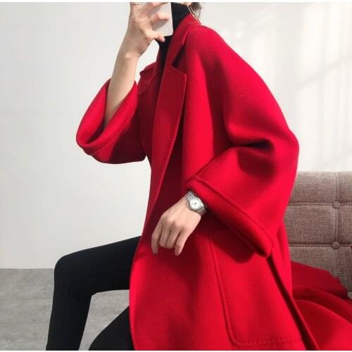 High quality autumn and winter Korean hand sewn double faced cashmere coat women s woolen coat wool