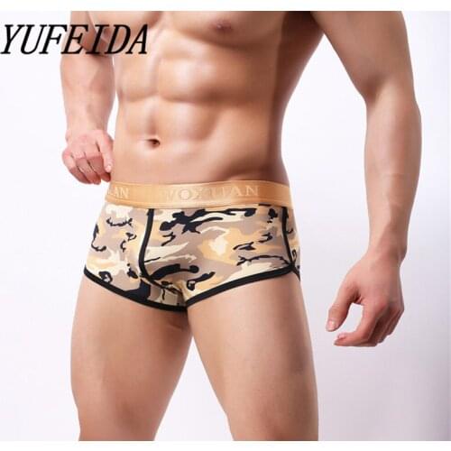 YUFEIDA Mens Comfortable Camouflage Nightwear Boxer Shorts Mens Sexy Three colors Camo Boxer Mens Underwear
