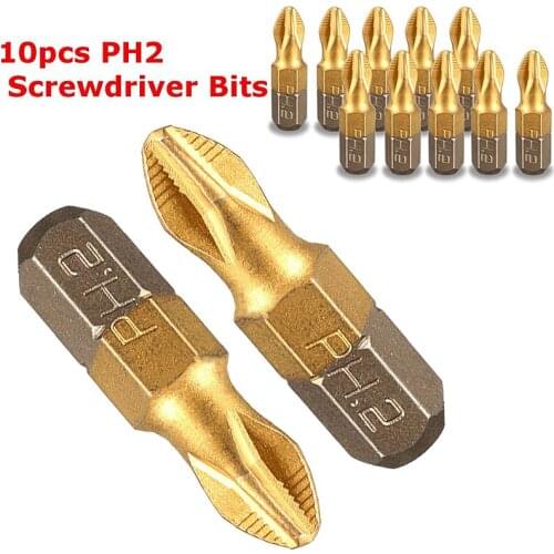 10PC 25mm 50mm Shank Alloy Steel Anti-Slip Magnetic Screwdriver Drill Bit Screwdriver Short Batch Wind Batch