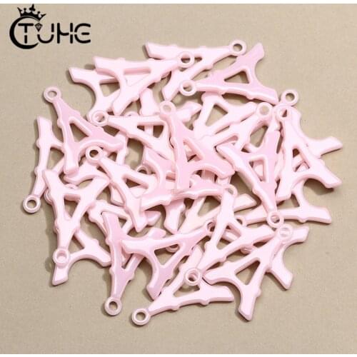 Fashion 10pcs Charms Iron Tower Ceramic Accessories Cute White Pink DIY Craft Making For Earrings Bracelet Necklace Accessiory