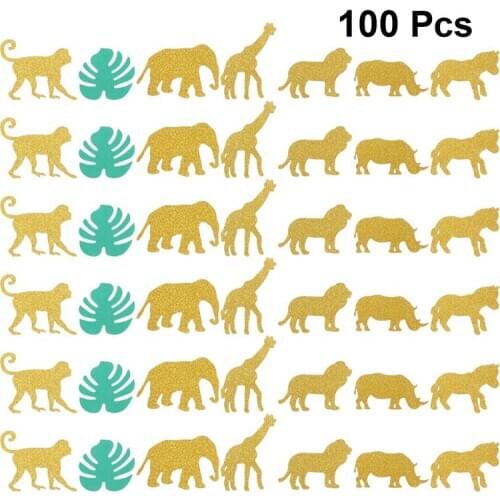 100pcs Hawaiian Jungle Theme Monstera Animal Creative Confetti Decorations Paper Scatters Confetti Decor for Birthday Party