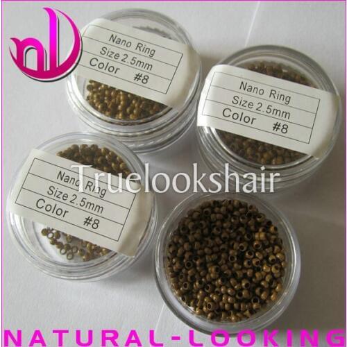 1000pcs / bottle 2.5mm #8color nano ring copper rings for nano hair extension tools