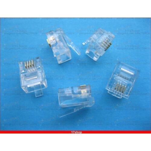 1000 Pcs RJ11 6P4C Water Clear Modular Telephone Plug Connector