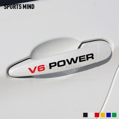 12 Sets Customizable V6 POWER Car styling Handle sticker Decal For bmw honda audi VW volkswagen toyota ford renault accessories