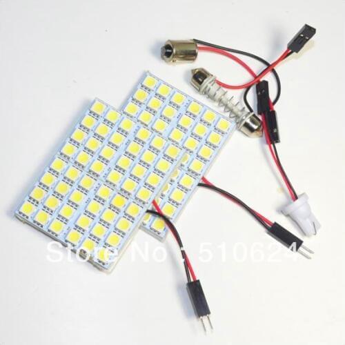 12v car led Panel light 48led 5050smd festoon led Interior Room led Dome light Door Car Light Bulb with 2 Defferent Adapter