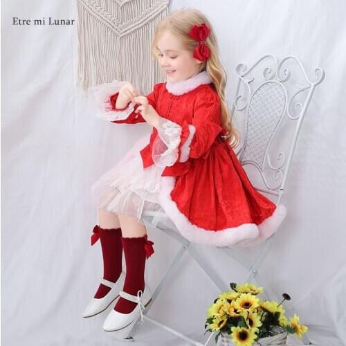 2021 Flower Girl Dresses Red Long Lace Bow Princess Dress Baby Palace Style Tutu Dress L202012264