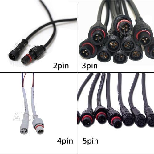 5/10 pairs 2pin/3pin/4pin/5pin connector,Male to Female Connector Waterproof Cable for LED Strips Light flood light