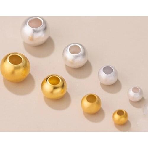 5pcs/lot 925 Sterling Silver New Craftwork Round Ball Loose Beads Handmade Fine Silver Space Beads Diy Jewelrys 4mm 5mm 6mm 8mm