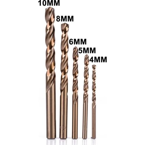 5PCS HSS Cobalt Drill Bits HSS-Co For Aluminum Stainless Steel 4/5/6/8/10mm Tool
