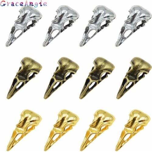 6pcs/pack Mix Scary Head Alloy Bird raven Viking Animal Crow Bird skull charm 32*14mm Pendants
