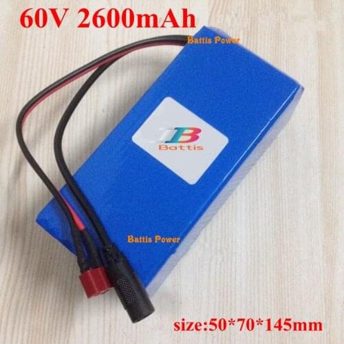 60v 2600mah lithium battery 60v 2.6ah 2600mah 18650 cell battery pack with BMS XT60 plug for electric skateboard 60v scooter