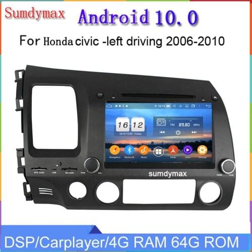 Android 10 car audio stereo player for honda civic left driving 2006-2011 with Octa core 128G ROM 4G RAM built in DSP carplay