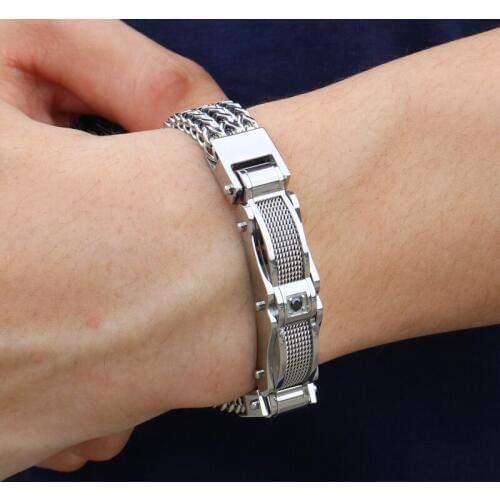 Brand New Shiny Drill stainless steel high quality 13mm wide Figaro LInk Chain bracelet Mens ID Bangle 8.26'' heavy 64g