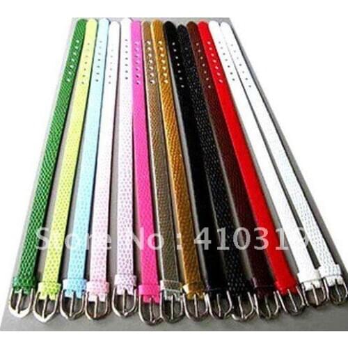 Wholesale 100 strips 8mm Wide Snake Skin PU Leather Wristband Bracelet fit for 8mm diy slide charms