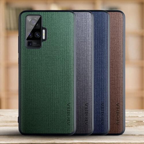 Phone case for vivo X50 Pro 5G Cross pattern textile fabric funda coque capa Classical style cover for vivo X50 Pro 5G case