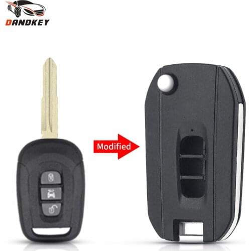 Dandkey Modified 3 Buttons Uncut Flip Folding Replacement Remote Key Shell For Blank Car Case For Chevrolet Captiva 2006-2009