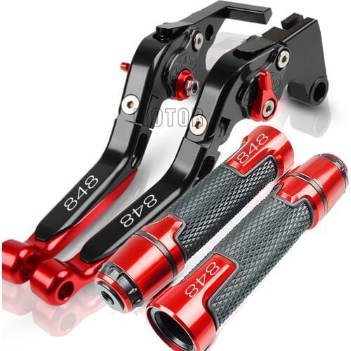 For Ducati 848 2007 2008 2009 2010 2011 2012 2013 Motorcycle CNC Brake Clutch Lever+22MM Handle Grips Handlebar with 848 logo