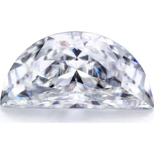 Elegant half moon shape moissanite 10*5mm EF excellent quality loose gems test positive special shape moissanites