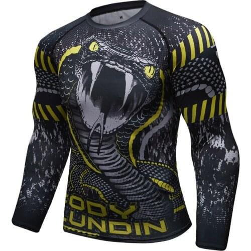 Brand New BJJ MMA Raglan Sleeve Tights 3D Printed T Shirts Men Compression Shirts Long Sleeve Tops Male Costume Quick Drying