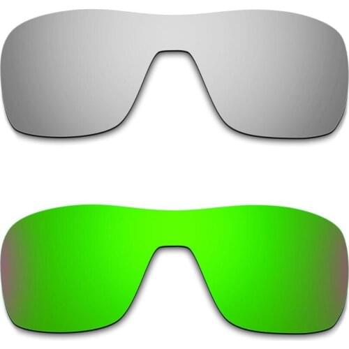 HKUCO For Turbine Rotor Sunglasses Replacement Polarized Lenses 2 Pairs - Silver & Green