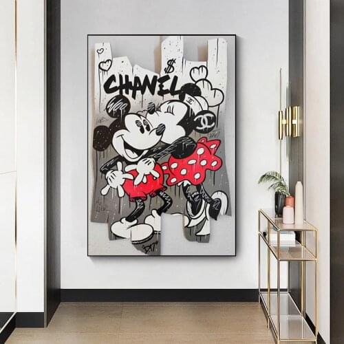 Disney Graffiti Art Canvas Painting Cartoon Anime Mickey Mouse Lover Posters and Prints Wall Art Picture for Girl Room Decor