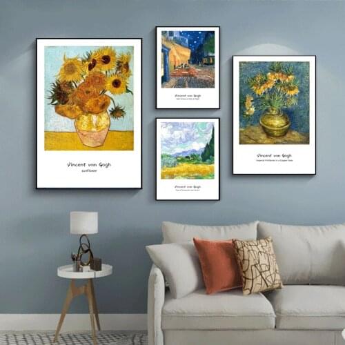 Van Gogh Sunflower Starry Night Famous Paintings on Canvas Wall Art Abstract Oil Posters and Prints Pictures for Home Room Decor
