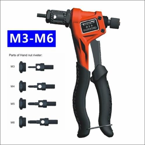 Riveter Gun M3 M4 M5 M6 Blind Rivet Nut Gun 8&quot Heavy Hand INSER NUT Tool Manual Mandrels one-hand operation Auto rivet