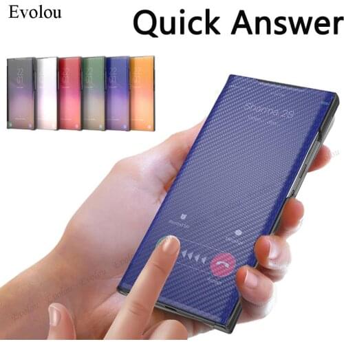 For Samsung Note 20 Ultra Smart Carbon Fiber Flip Leather Protection Phone Case For Samsung S21 FE S20 Plus Stand Holder ​Cover