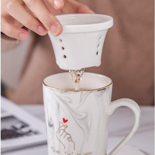 Creative ceramic leaking tea filter Milk Cups Condensed Coffee Porcelain teacup Classic Gifts Christmas party supplies