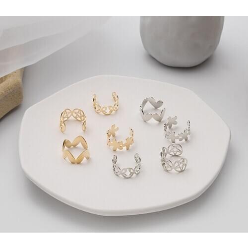 LANIWOO Hollow Adjustable Star Heart Ring 2020 New Fashion Jewelry Wholesale Vintage Accessory For Women