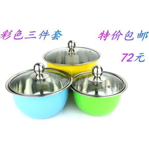 Multi-purpose stainless steel multicolour soup cup set piece set pot multicolour soup pots small soup cup colorful series