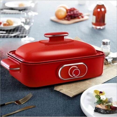 Multi-function cooking electric barbecue hot pot electric oven household web celebrity small square pot electric baking pan