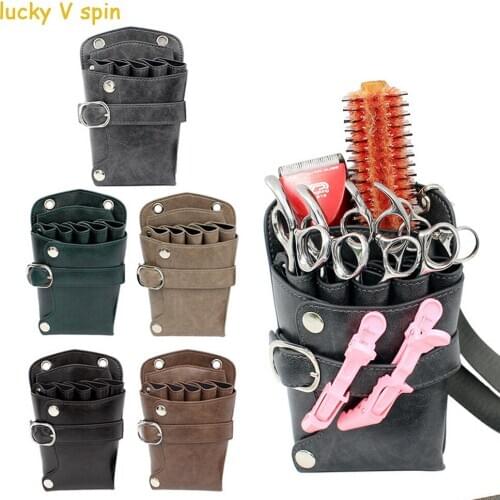 Fashion Professional Barber Leather Salon Scissors Pouch Bag Waist Pack Hairdressing Tool PU Leather Barber Tools Shoulder Bags