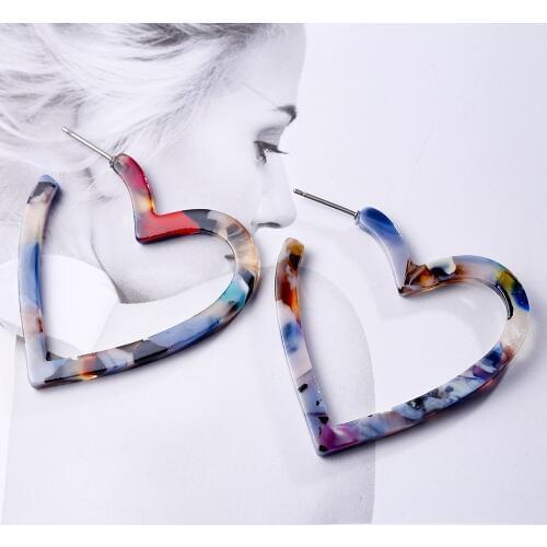 VIVILADY Boho Trendy Heart Shape Hoop Earrings Women Tortoise Shell Acrylic Accessory Jewelry Bijoux Birthday Christmas Gift