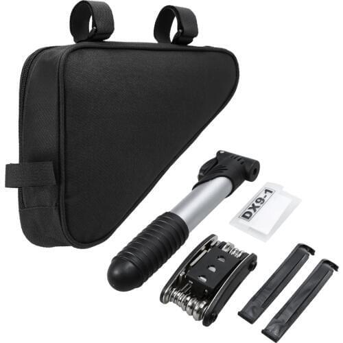 16-in-1 Multi Bike Bicycle Repair Tools Mini Pump Screwdriver Wrench Portable Cycling Repair Tool Set with Bike Triangle Bag