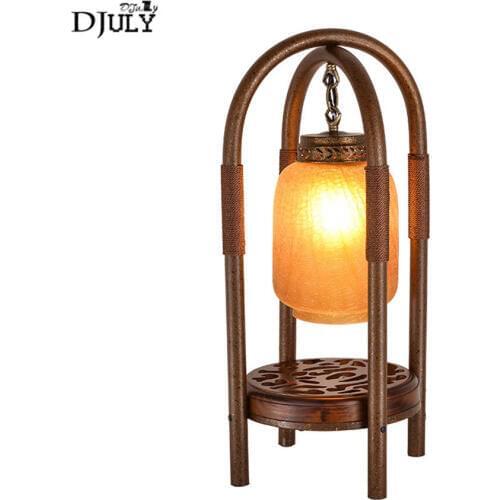 Chinese style retro Cracked glass Iron frame table lamp for bedroom living room study classical art deco desk lamps luminaire