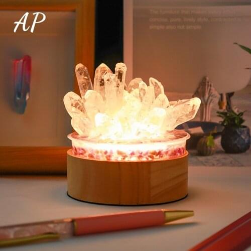 Natural Clear Quartz Crystal Singel Point DIY Crystal Lamp Reiki Healing Mineral Specimen Home Bedroom Lamp Decoration