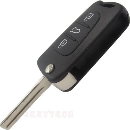 OkeyTech Remote Flip Key Shell 3 Buttons For Hyundai Avante I30 IX35 For Kia K2 K5 Sorento Sportage Uncut Blade Blank Case Cover