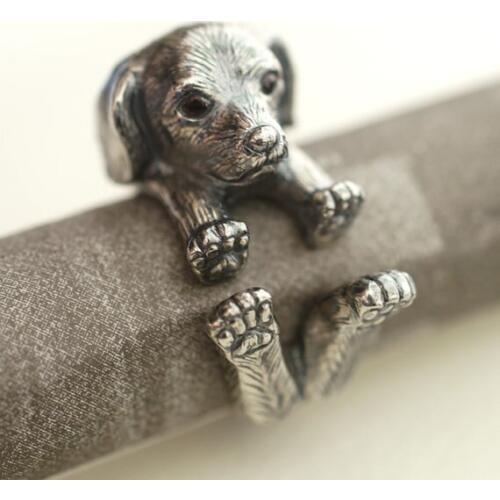 Wholesale Vintage Adjustable Dachshund Wrap Ring Retro Animal Dachshund Men Rings High Quality Brand Designer Dog Jewelry Cs Go
