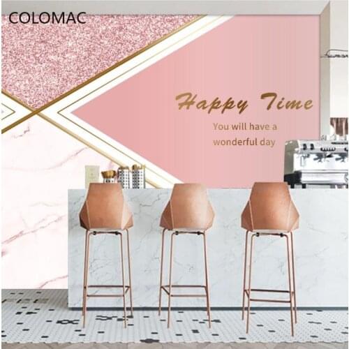 Colomac Custom Nordic Modern Geometric Pink Wallpaper Bedroom Background Stickers Water Resistant Marble Mural Drop Shopping