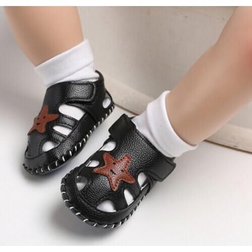 0-18M Summer Baby Boy Soft Sole Anti-slip Crib Shoes Infant Toddler Boys Cute Stars First Walkers 2021
