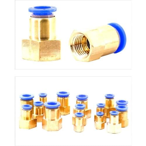 Pcf air pipe joint 4 6 8 10 12mm hose 1/8" 3/8" 1/2" bsp 1/4" pneumatic brass wire joint female quick coupling