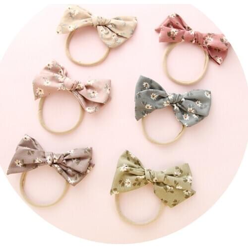 6PCS Print Floral Hair Bows Nylon Headband For Children Girls Stretch Headbands Hair bands Head Wrap Baby Girl Hair Accessories