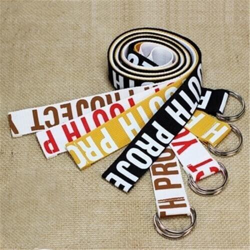 Letter pattern Women Belt Fashion Student Double D Ring Buckle 130cm Long Strap Female Letter Printing Canvas Belts For Jeans