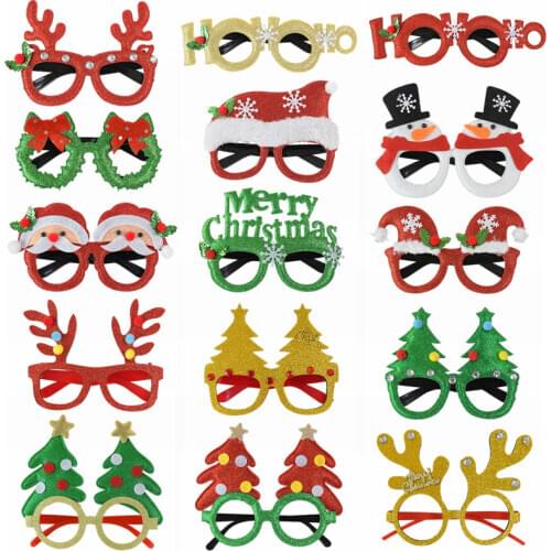1PC Christmas Glasses Cartoon Glitter Xmas Tree Santa Antler Glasses for Adult Christmas New Year Party Decoration Children Gift
