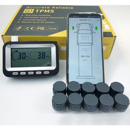 Pre programmed 10 sensors real time / full time warning driver truck tire pressure monitoring system