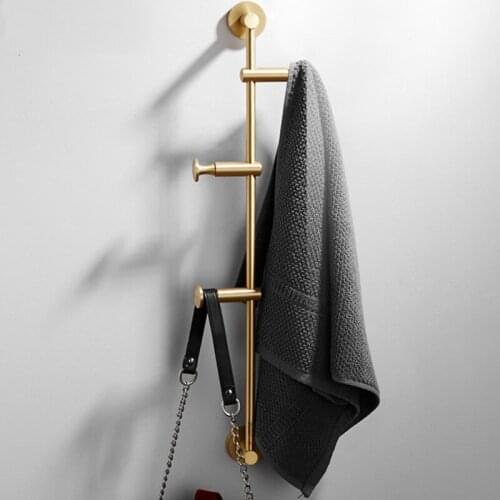 Solid Brass Coat Rack Free Adjustment, Wall Mount Coat Hooks with 3/4/5/6 Hooks for Hats, Scarves, Clothes Handbags