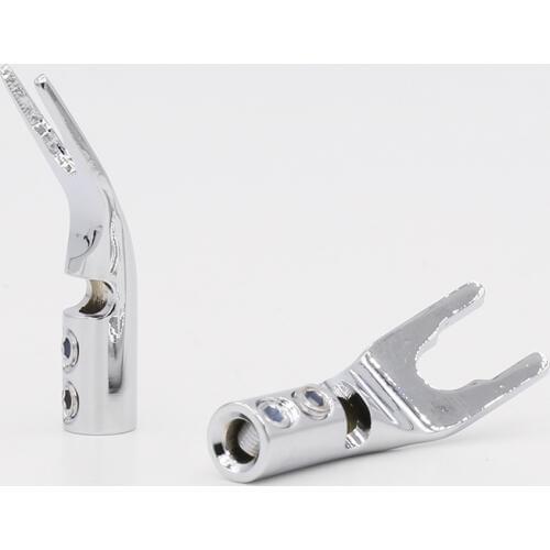 VSY004R Red Copper Rhodium Plated Spade Plug Screw Locking Spade Fork Banana Plug 8 pcs