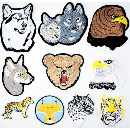 Wolf Eagle Bear Iron Sew clothes Mending Clothes tab sign stamp to amend redo reform do over tailor on T-shirt dress apparel