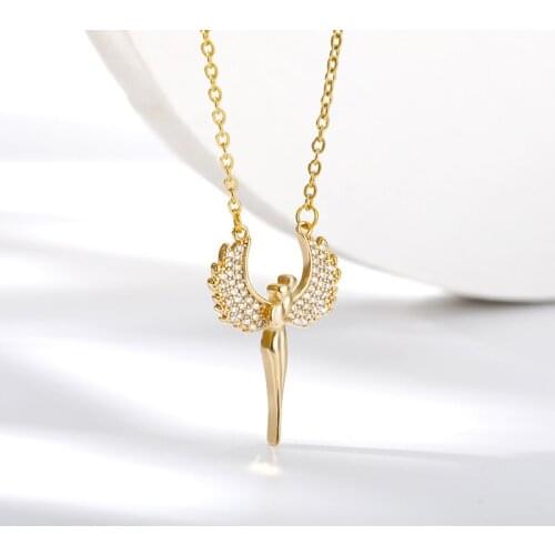 Gothic Angel Fairy Pendant Necklace For Women Girl Gold Chain Choker Zircon Elf Wings Necklace Punk Birthday Jewelry Accessories